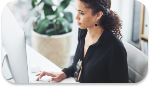 A focused employee immersed in her work.